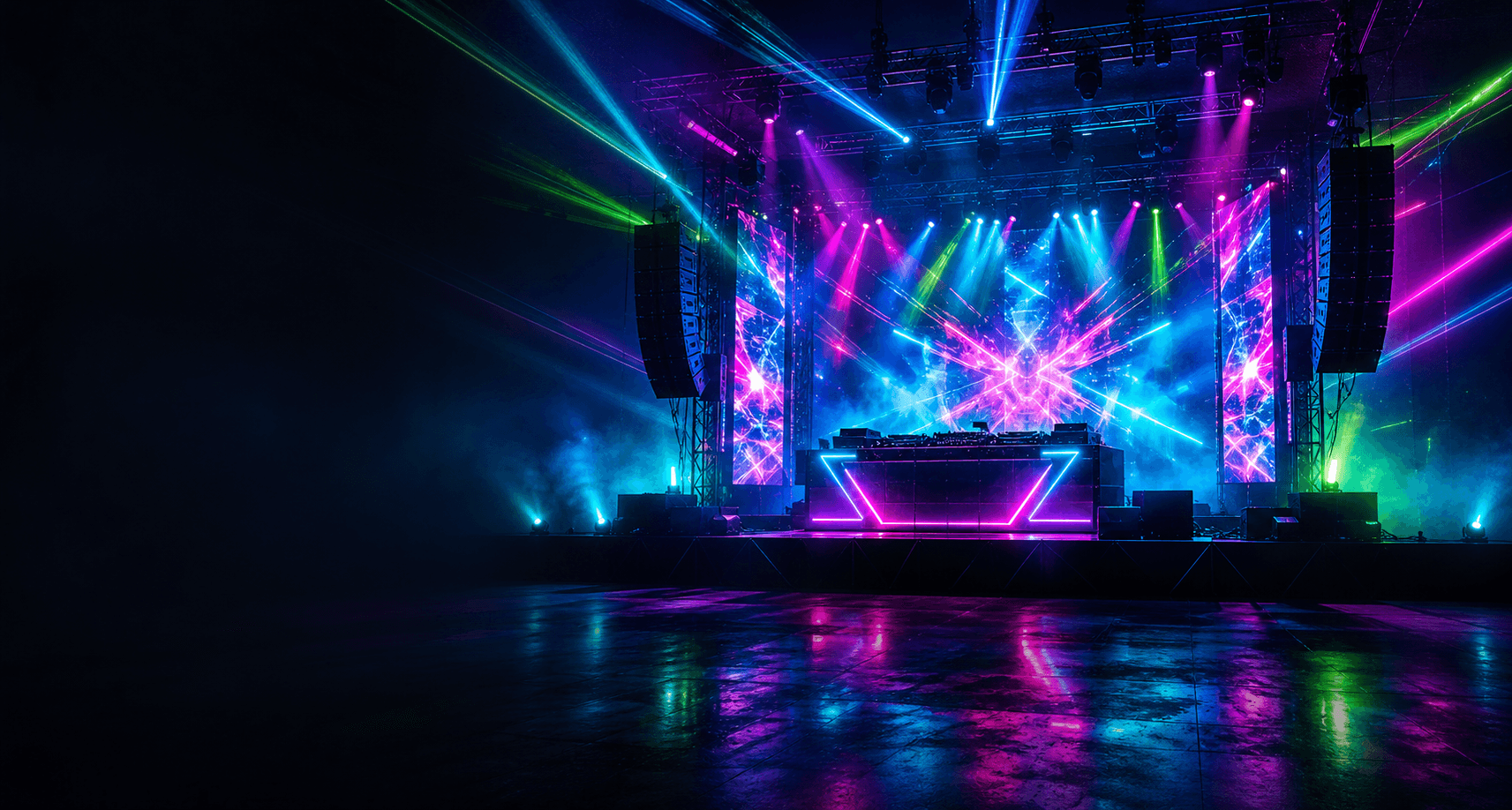 Neon DJ stage for Bouncecore livestreams